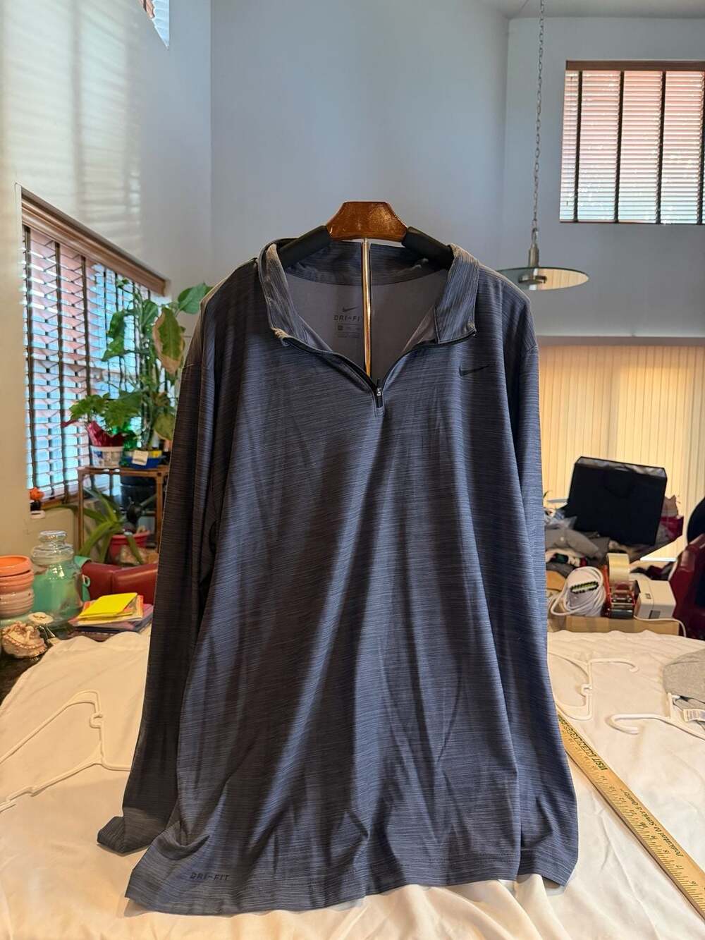 Nike Dri-Fit Quarter Zip Pullover Size 2XL Blue Heather Athletic Long Sleeve